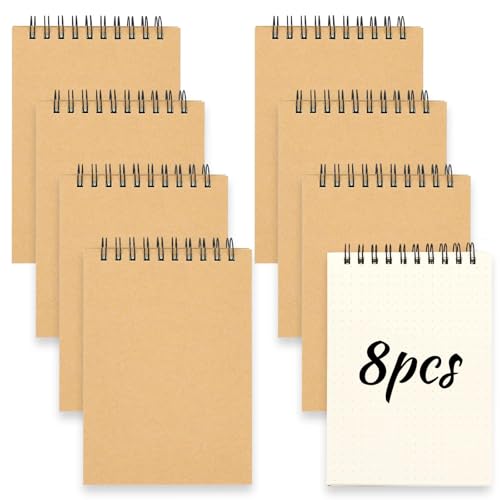 PUCSIQ Blocco Note a foglio bianco con spirale, formato A6, 160 g/mq, piccolo taccuino da, per appunti, diario, blocco da disegno, 30 fogli/60 pagine