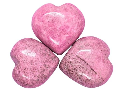Image of Crystal Heaven Certified Thulite Heart Palm Pebbles Stones For Anxiety Stress Relief Massage - Aaa Grade Original Healing Gemstone Agate Heart Palm Stone For Yoga Meditation Spiritual