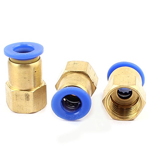 Sourcingmap 1/4 BSP Thread to 8mm Push in Air Quick Connect Tube Fitting 3 Pcs, Blue