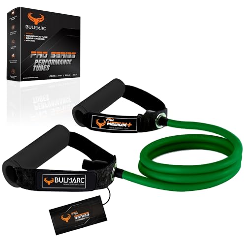 Image of BULMARC Resistance Tube /Bands for Exercises Set with Foam Handle, Featuring eBOOK with 45+ Exercises for Full Body Workout /Toning Tube for Exercise Door Anchor Optional
