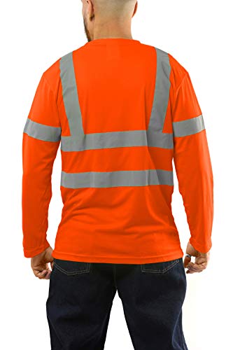 Kolossus Hi Vis Construction Shirts for Men Long Sleeve Reflective Safety Work Shirt Front Pocket Yellow Orange Class 3 - Image 4