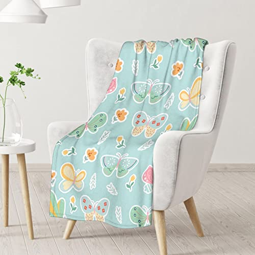 Butterfly Blanket Gifts - 30"x40" Cute Throw for Women, Girls - Green Soft Fuzzy Blankets for Couch & Office