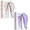 Crave Naturals Glide Thru Detangling Hair Brush for Adults and Kids – Detangler Hairbrush for Curly or Straight, Wet or Dry Hair – Gentle on Tangles Comb – Purple and Pink Hearts (Pack of 2)