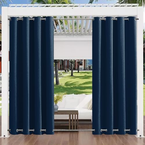 Outdoor Vorhang Wetterfest mit Ösen Oben und Unten (Viele Höhen & Breiten Zur Auswahl) Wasserdicht Sichtschutz Terrasse Sonnenschutz für Balkon Veranda Pergola Gartenlaube, Weiß