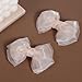 4-Inch Organza Double Hair Bows Alligator Clips 2PCS Nude Colors Mesh Ribbon Tulle Decorative Hair Bow Barrettes New Year Party Dress Accessory for Toddler Girls Children Teens