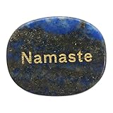 sourcing map Piedras inspiradoras grabadas, piedra natural de preocupación ovalada con palabras grabadas para mujeres, regalos para el estrés, azul mar-namaste