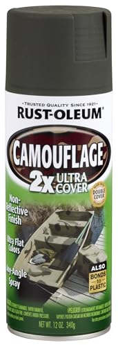 Image of Rust-Oleum Camouflage 2X Ultra Cover Deep Forest Green Spray Paint | Non-Reflective Finish, Outdoor Concealment, Hunting Blinds And Equipment, Multi-Surface Coverage, 12 Oz