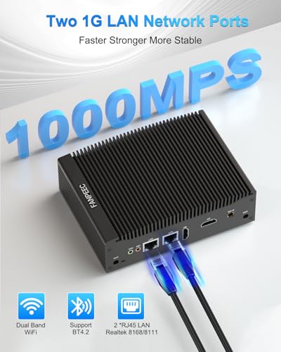 Image of FANPEEC Industrial Fanless Mini PC Win 11 Pro 16GB DDR4 RAM 1TB SSD, Fanless PC Core i5-8350U Dual HD Screen Display, 2xRS232 COM, Industrial Computer Dual LAN, 8xUSB, Dual Band WiFi, BT4.2