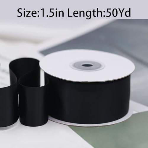 1 1/2inch Black Satin Ribbon 50 Yards Fabric Ribbon Roll for Gift Wrapping — view 2