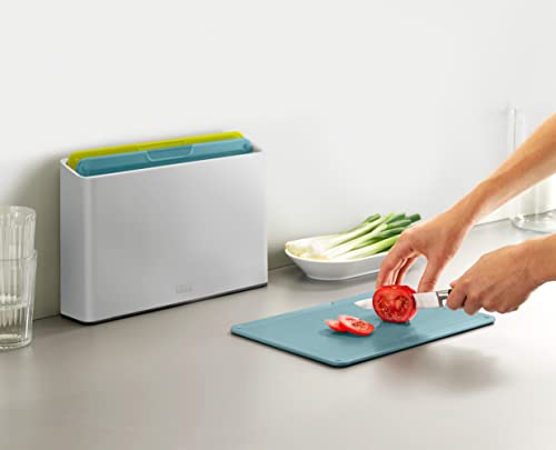 Joseph Joseph Duo 3-piece colour coded Chopping Board Set with slimline case for organised storage, Opal - Image 2