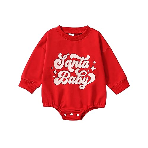 Image of MERSARIPHY Baby Christmas Clothes Baby Boy Girl Sweatshirt Romper Santa Baby Romper Tops Fall Winter Outfits
