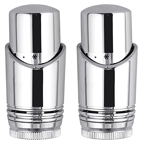 HOMGEN 2 pcs Tête Thermostatique Connectée Thermostat Radiateur Thermostat M30 x 1.5,Accessoire pour Le Contrôle de Chauffage-Argent Cover