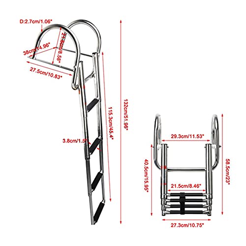 Escalera telescópica para piscina con 4 peldaños de acero inoxidable miniatura 7
