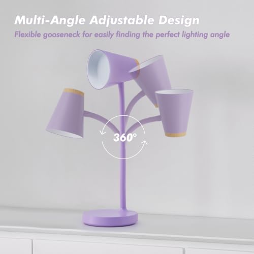 Image of EJIAXIN Desk Lamps for Home Office - Small LED Desk Lamp Touch Dimmable Reading Light for College Dorm Room - Adjustable Flexible Gooseneck Table Lamp for Bedside Bedroom Nightstand Purple