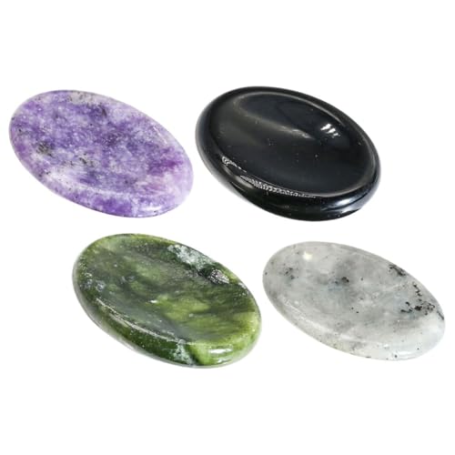 BIUDECO 4 Placas Raspadoras Redondas de Cristal Natural para Masaje Facial y Alivio de Ansiedad, Diseño Creativo Seguro y Delicado para Cuidado Piel Color Aleatorio