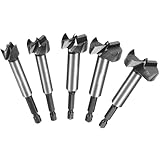 5 Pcs Forstner Drill Bit Set,Carbon Steel Multi-Tooth Flat Wing Wood Drilling Forstner Bit,Hex Shank Woodworking Wood Cutter Tool,Drill Bit SeWoodworking Tools,15 20 25 30 35mm