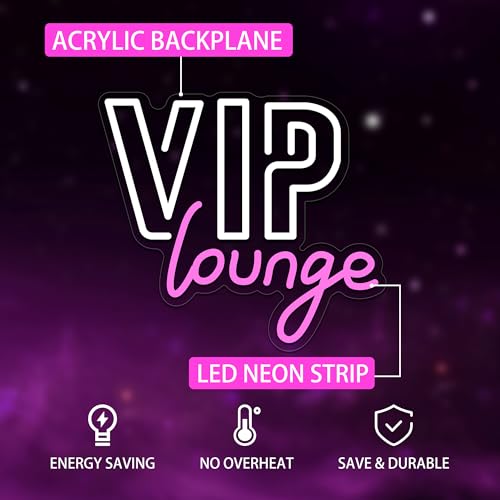 Image of VIP Lounge Neon Signs for Wall Decor, VIP Lounge Led Signs for Room Decor, Neon Light Up Sign with USB Powered for Bar, Hotel, Cafe, VIP Room, Home Decoration