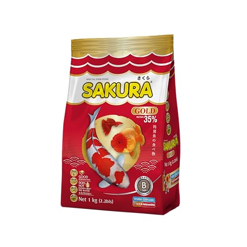 Sakura Gold Super Premium Fish Food with Vitamin Complexes + Krill & Astaxanthin in Micro 1mm Pellet 1 Kg,Small Sakura Gold Super Premium Fish Food with Vitamin Complexes + Krill & Astaxanthin in Micro 1mm Pellet 1 Kg,Small