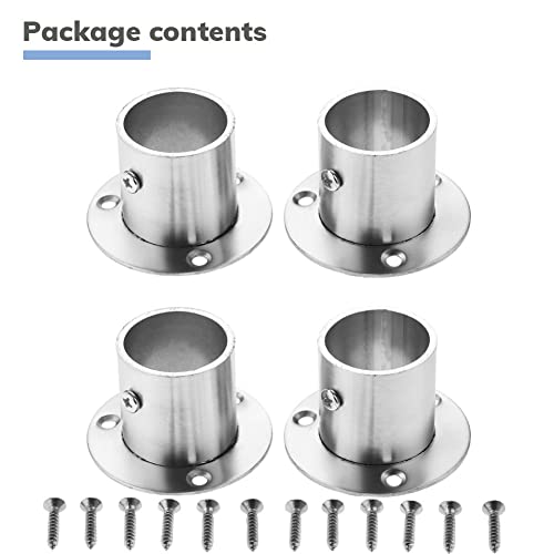 Hicello 4 stück Flansche aus Edelstahl für Kleiderschrank, Rohrleitung, Stütze und Halterung, Verbindung zwischen Rohren, Kleiderstangehalter-32mm