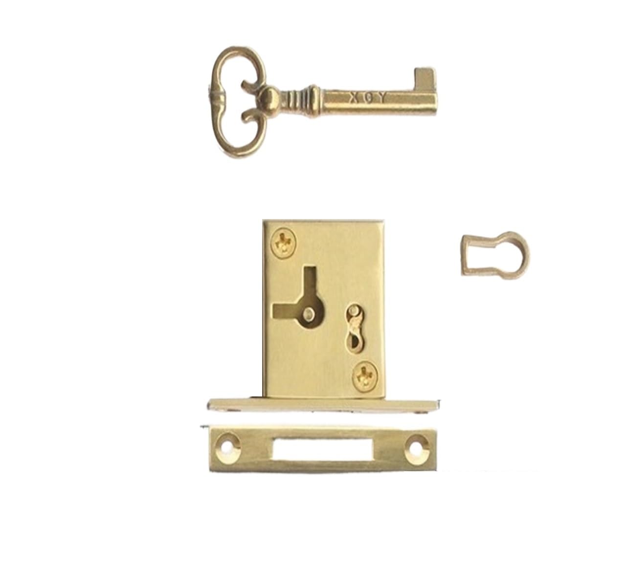 Cerradura de latón para cajones Cerradura de caja cajón gabinete latón antiguo clásico con llave cetro(Small Right)