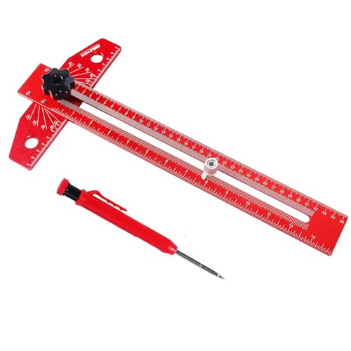 Adjustable Woodworking Scriber Marking Line Ruler, Aluminum Alloy Sliding T-Square Ruler, Precision Line Drawing aid with Angle Adjustment Scale