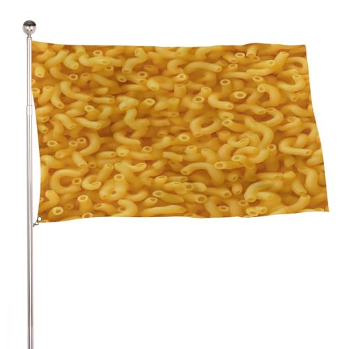 Reforzada Bandera De Terraza Macarrones Con Queso Bandera De Jardín Resistente A La Intemperie Bandera Del Patio Para Hogar, Granja, Patio, 3X5 Ft