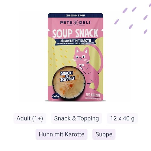Pets Deli Suppe für Katzen mit Huhn & Karotte, 12x40g