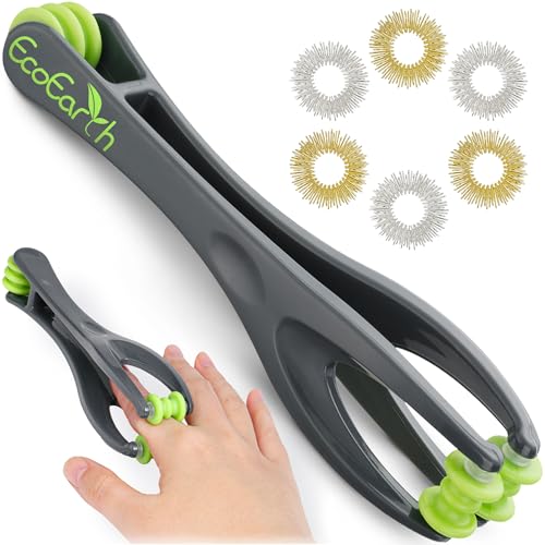 EcoEarth Finger & Hand Massager Set (7 Stück) - 1 Massageroller & 6 Fingermassage-Ringe - Tiefengewebe-Komfort & Akupressur-Therapie-Tools EcoEarth Finger & Hand Massager Set (7 Stück) - 1 Massageroller & 6 Fingermassage-Ringe - Tiefengewebe-Komfort & Akupressur-Therapie-Tools