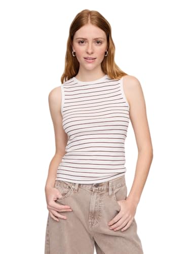 GAP Womens Sleeveless Stripe Knit Top Milk Stripe XL