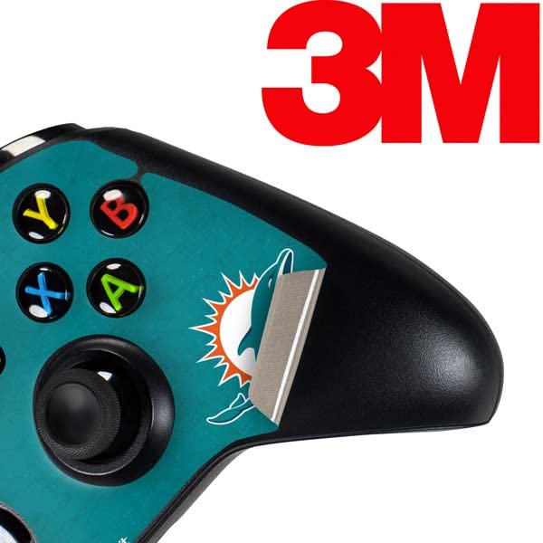 Skinit Decal Gaming Skin Compatible with Xbox One Controller - Officially Licensed NFL Miami Dolphins Distressed- Aqua Design