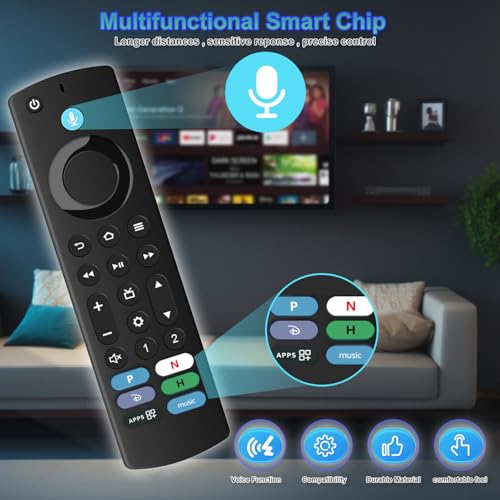 LTNOKLTN Replacement Remote with Voice for Amazon Fire TV Stick & Cube (1st, 2nd, 3rd Gen) Media Device, Compatible with Amazon Omni, 2-Series, 4-Series and All Brands Fire TV Edition Smart TVs