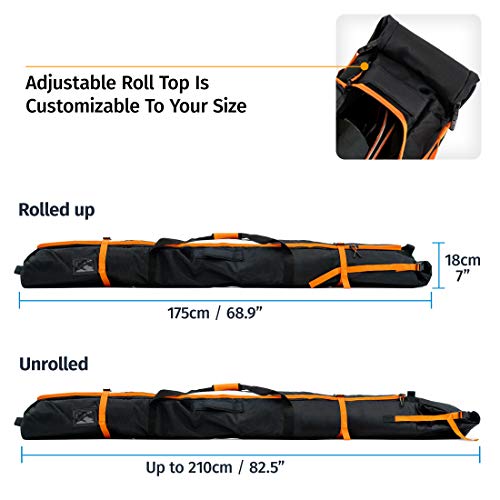 Ski Bag and Ski Boot Bag Combo for Air Travel Unpadded - Ski Luggage Bags for Snow Travel Gear - Ski Case for Cross Country, Downhill, Boots, Helmet, Poles, Clothes and Accessories - Thumbnail 6