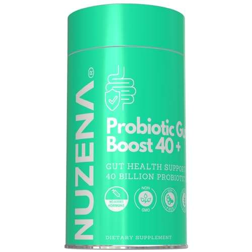 Nuzena Probiotic Gut Boost 40 +, MAKTREK Bi-Pass Technology 40 Billion CFU, Pack of 60 Lactobacillus Acidophilus & Bifidobacterium Lactis Capsules, Probiotics for Women & Men, Made in USA