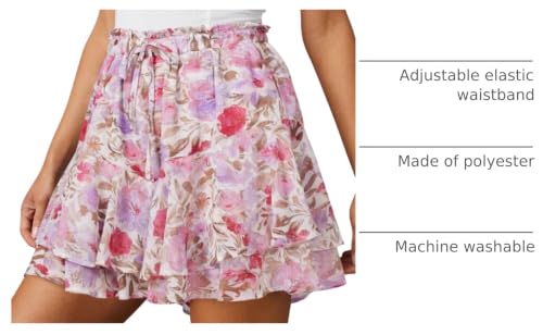 Image of Aoudery Flowy Shorts for Women Casual Boho Floral Skorts Ruffle Mini Skirts Running Tennis Butterfly Chiffon Shorts