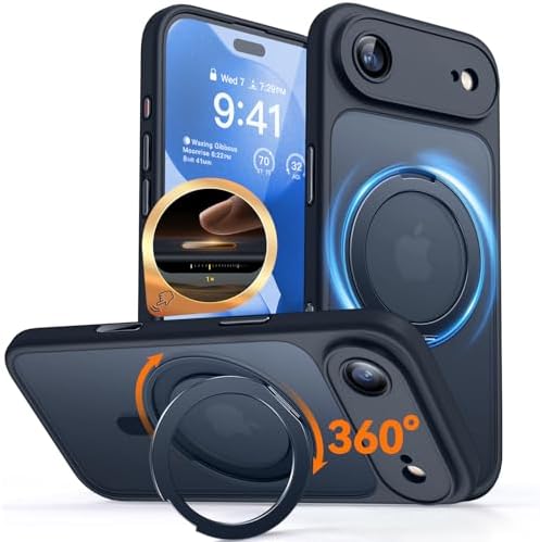 CANSHN 360° Ständer für iPhone Air Hülle, Matt Schwarz | Vollständiger Kameraschutz, kompatibel mit MagSafe, lichtdurchlässig, matt, militärischer Schutz, kratzfest, schmale Passfo