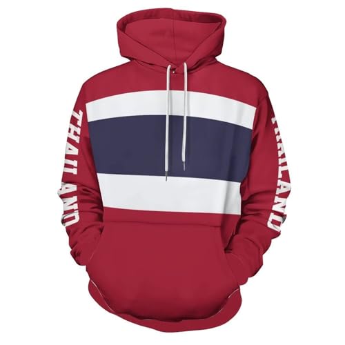 Sweat à capuche avec imprimé 3D vintage drapeau thaïlandais et manches longues