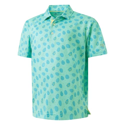 M MAELREG Boys Polo Shirts Funny Print Stretch Lightweight Short Sleeve Casual Collared Golf Shirts for Boys with 3 Button