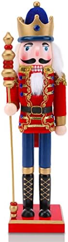 Wooden Nutcracker Figures 15in/38cm Large King Nutcrackers Christmas Decorations, Traditional Wood Nutcracker Décor for Festive Xmas Birthday Party Home Tables Shelves