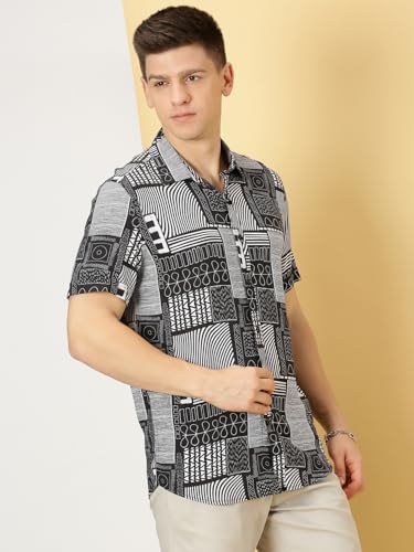 Image of Thomas Scott Men's | Printed | Half Sleeve | Regular Fit | Cotton Blend | Spread Collar | Casual Shirt