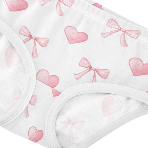 Wusikd Pink Heart Bow Girls' Underwear Cotton Girls Briefs Soft Toddler Underwear 2T4
