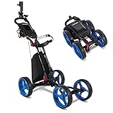 JANUS Golf Push Cart,Golf cart,Golf Pull cart for Golf Bag,Golf Push carts 4 Wheel Folding with Mobile Phone Selfie Stand,Golf Accessories for Men Women/Kids