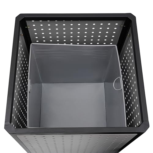 Heavy Duty 38 Gallon Outdoor Trash Can - Steel Garbage Bin with Lid, Side Opening Waste Container for Hotels, Offices, Restaurants, Durable Metal Enclosure, Weather-Resistant Design