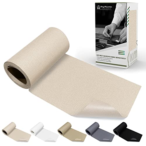 Image of KING MOUNTAIN Canvas Iron on Patch,3 inchx60 inch,Waterproof 100% Cotton Fabric Repair Patch,Used for Various Sofa,Tent,Clothes,Seats,Suitcases (Beige2.0)