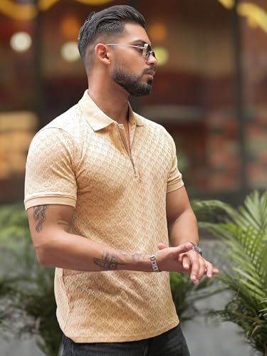 Image of Maniac || Mens || Kite || Textured || Polo Neck || Half Sleeve || Cotton || Slim Fit || Tshirt