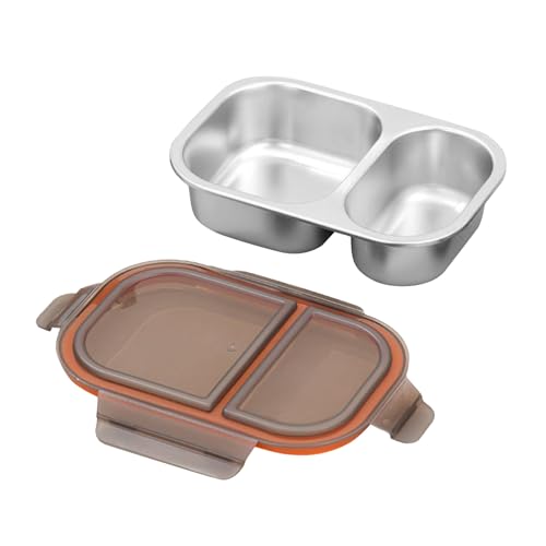 Caja de almacenamiento de alimentos, de acero inoxidable con compartimentos seccionales, higiénica y de bajo mantenimiento, 800 ml, recipientes de almacenamiento de alimentos para el hogar, escuela