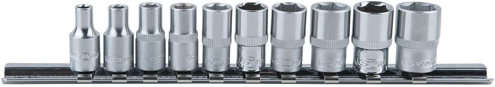 KS TOOLS 1/4" Classic Hexagonal Socket Set, 10 Pcs, 4-13mm