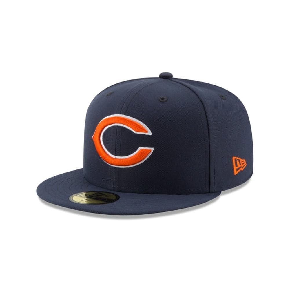 New Era NFL 59FIFTY Chicago Bears Navy Team Color Logo Authentic Collection Fitted On Field Football Cap Hat
