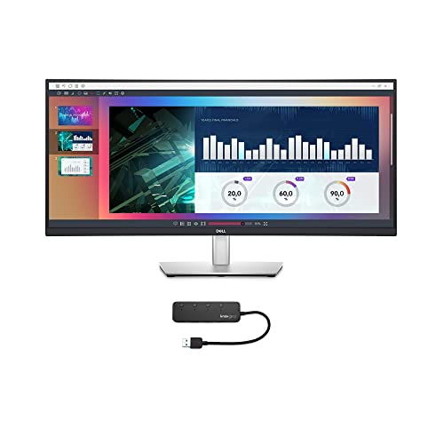 Dell P-Series P3421W 34-Inch Wide Quad High Definition Curved Usb-C Ips Monitor (Black) Bundle With 4-Port Usb 3.0 Hub (2 Items) #TOP28