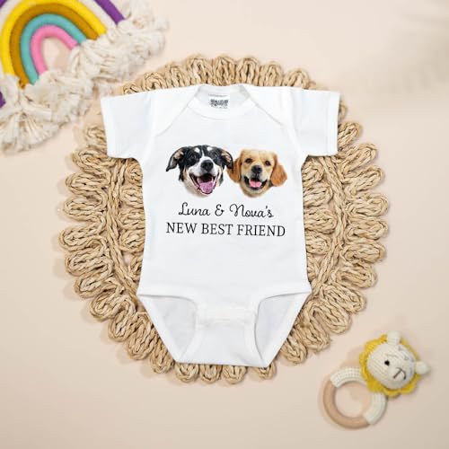 Custom Baby Bodysuit with Pet Portrait, Pregnancy Annoucement Gifts, New Best Friends Onesie, Dog-Themed Onesie, Dog Onesie For Baby, Funny Baby Onesie,Custom Baby Onesie Cute, Baby Bodysuit4