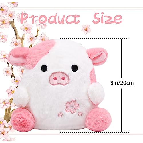 Lmtgldt Pink Cow Plush Doll, Kawaii Cow Stuffed Animals Sakura Plush Cow Hugging Cow Pillow, Cute Pink Cow Plushie Toy For Kids Girls Boys Birthday Gift #TOP3